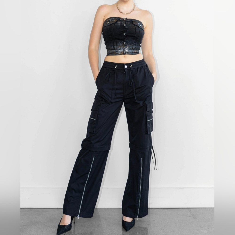 #84 🛑M BOHO CHIC FABULOUS WIDE LEG CARGO PANTS - Picture 4 of 10